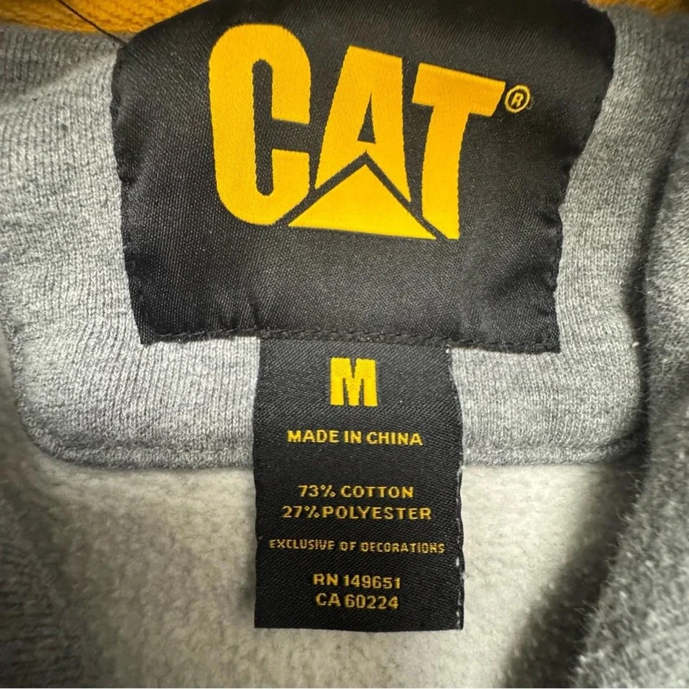 CAT Caterpillar Hoodie Mens M Gray Sweatshirt Workwear Heritage‎ Streetwear